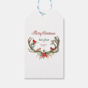 Aquarell Geweih Rentier Kardinal Weihnachten Geschenkanhänger