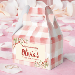 Aquarell Gingham Erdbeere Geburtstagsgeschenkbox Geschenkschachtel