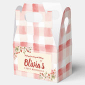 Aquarell Gingham Erdbeere Geburtstagsgeschenkbox Geschenkschachtel (Geöffnet)