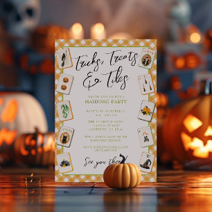 Aquarell-Gingham-Halloween-Mahjong-Party Einladung