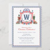 Aquarell-Gingham-Nussknacker-Maus-Monogrammwappen Einladung (Vorderseite)