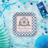 Aquarell Gingham Nussknacker Maus Monogrammwappen Pappteller (Party)
