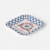 Aquarell Gingham Nussknacker Maus Monogrammwappen Pappteller (Gewinkelt)