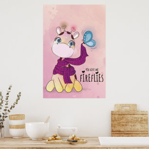 Aquarell-Giraffe Poster