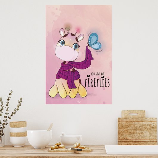 Aquarell-Giraffe Poster (Küche)