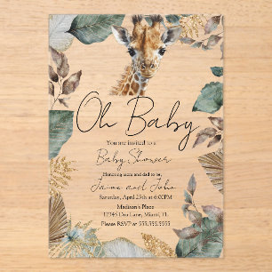 Aquarell-Giraffe-Wilde-Baby-Party Acryleinladungen