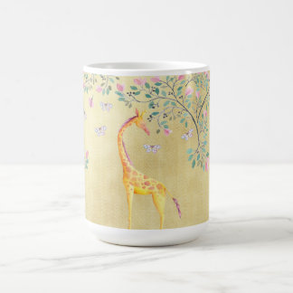 Aquarell-Giraffen-Schmetterlinge und Blüte Kaffeetasse