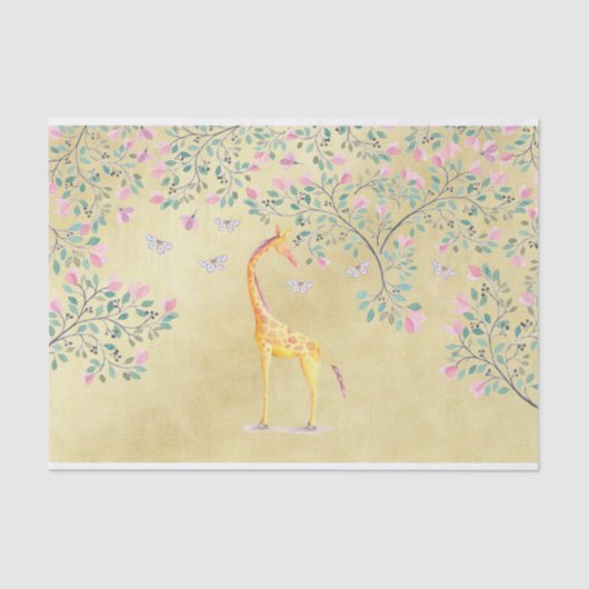 Aquarell-Giraffen-Schmetterlinge und Blüte Seidenpapier (Vorderseite)