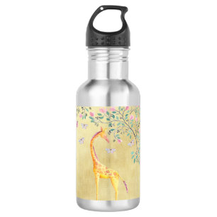 Aquarell-Giraffen-Schmetterlinge und Blüte Trinkflasche