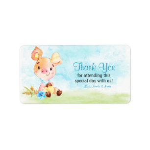 Aquarell Girl Piggy Baby Showfarm Vielen Dank Adressaufkleber