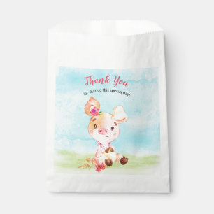 Aquarell Girl Piggy Baby Showfarm Vielen Dank Geschenktütchen