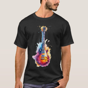 Aquarell-Gitarreninstrument mit Splash-Elektro T-Shirt