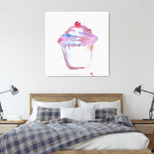 Aquarell, glänzender Cupcake, lila rosa Leinwanddruck (Insitu (Schlafzimmer))