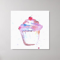 Aquarell, glänzender Cupcake, lila rosa