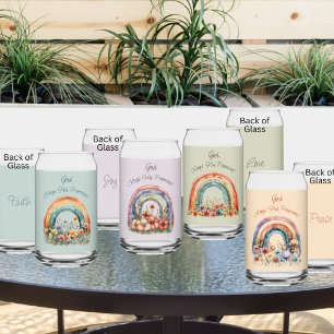 Aquarell-Glaubens-Regenbogen-Blumen-Trinkglas-Set Dosenglas