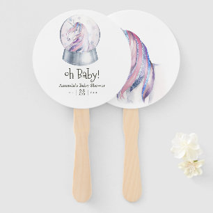 Aquarell Glitter Einhorn Baby Shower Fächer