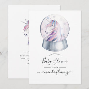 Aquarell Glitter Einhorn Weihnachten Baby Shower Einladung