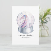 Aquarell Glitzer Einhorn Weihnachtsdusche Dankeskarte (Stehend Vorderseite)