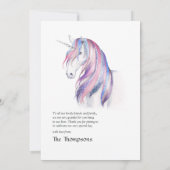 Aquarell Glitzer Einhorn Weihnachtsdusche Dankeskarte (Rückseite)