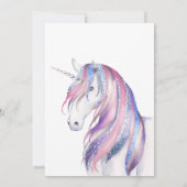 Aquarell Glitzer Einhorn Weihnachtsdusche Einladung (Rückseite)