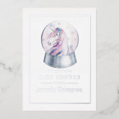 Aquarell Glitzer Einhorn Weihnachtsdusche Folieneinladung (Vorderseite)