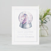 Aquarell Glitzer Einhorn Weihnachtsdusche Folieneinladung (Stehend vorne)