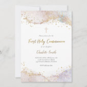 Aquarell-Glitzer | Erste Heilige Kommune Einladung (Vorderseite)