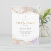 Aquarell-Glitzer | Erste Heilige Kommune Einladung (Stehend Vorderseite)