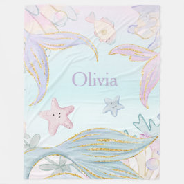 Aquarell Glitzer Meerjungfrau Schwänze unter Wasse Fleecedecke