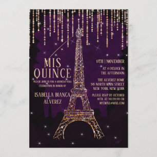 Aquarell Glitzer Paris Eiffel Tower Quinceñera Einladung