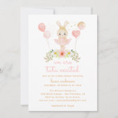 Aquarell Glitzer Pink Tutu Ballerina Kinderdusche Einladung (Vorderseite)