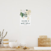 Aquarell & Glitzer Rose Bridal Show Willkommen Poster (Küche)