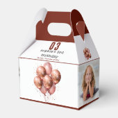 Aquarell Glitzer Rose Goldballon 3. Geburtstag Geschenkschachtel (Vorderseite)