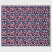 Aquarell-Glockenblumen-Mohn-Array Geschenkpapier (Flach)