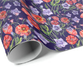 Aquarell-Glockenblumen-Mohn-Array Geschenkpapier (Rolleneckpunkt)