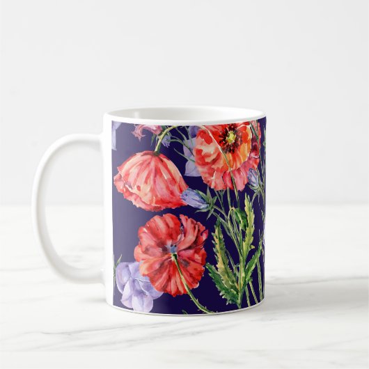 Aquarell-Glockenblumen-Mohn-Array Kaffeetasse (Links)