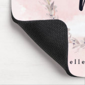 Aquarell-Glück | errötet rosa Blumen mit Monogramm Mousepad (Ecke)