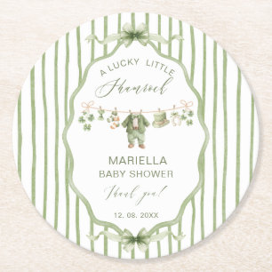 Aquarell Glücksbringer Shamrock Babyparty Runder Pappuntersetzer