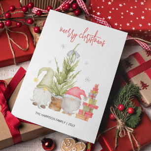 Aquarell-Gnom-Weihnachten Feiertagskarte