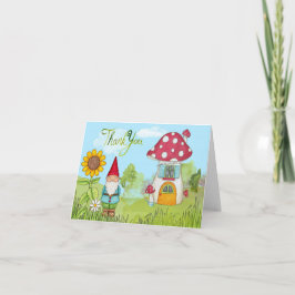 Aquarell-Gnome und Haus danken Ihnen zu kardieren Dankeskarte