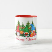 Aquarell Gnomes Frohe Weihnachtsleuchten Rot Tasse (Zentrum)