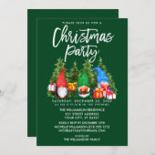 Aquarell Gnomes Weihnachtsgebäck Grün Party Einladung (Vorne/Hinten)