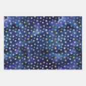 Aquarell Gold Damast & Sternen-Muster Geschenkpapier Set (Vorderseite 3)