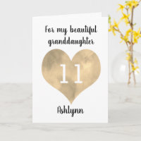 Aquarell-Gold-Herz 11. Geburtstag Enkelin
