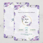 Aquarell Gold & Lila Einladung (Vorne/Hinten)