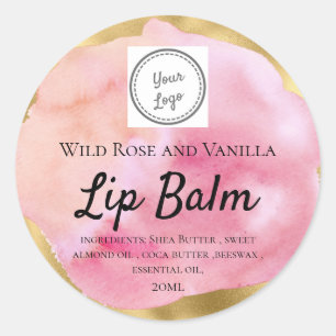 Aquarell & Gold Lip Balm Fügen Sie Ihr Logo Classi Runder Aufkleber