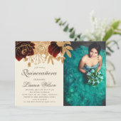 Aquarell Gold Rose Quinceanera Foto Einladung (Stehend Vorderseite)