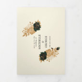 Aquarell Gold Rose Tri-Fold Hochzeit Einladung (Cover)