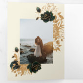 Aquarell Gold Rose Tri-Fold Hochzeit Einladung (Innen Erste Seite)