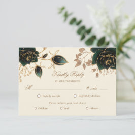 Aquarell Gold Rose UAWG Wahlkarte RSVP Karte
